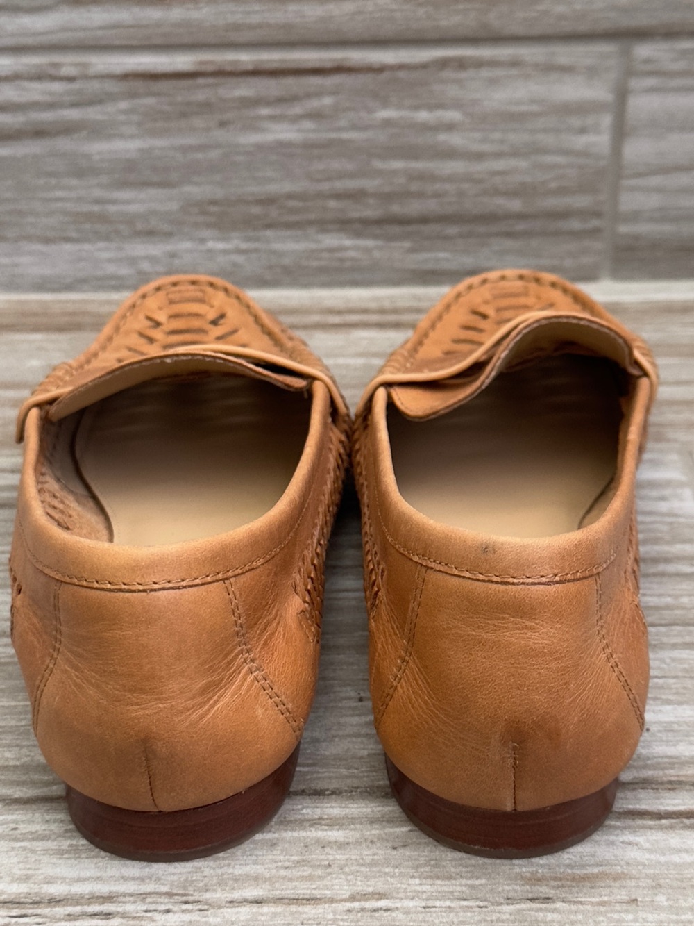 Veronica Beard Cognac Woven Leather Penny Loafers - Picture 3 of 9